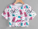 Printed polyester women's cycling t-shirt, short sleeves, available in S, M, L, XL (34in bust/17in length, 36in bust/17in length, 38in bust/18in length, 40in bust/19in length)