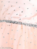 Pink embroidered net party dress for girls (1-110 years), 1-2 Years: bust 22in, length 28in; hand wash, gentle dry