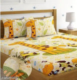 White cotton fitted double bedsheet with 2 pillow covers from Geeta Enterprises, perfect for summer
