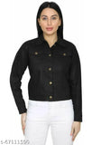 Comfy cotton blend black waistcoat for women, three-quarter sleeves solid design - size S, L, XL