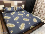 Glace cotton, superfine fitted double bed sheet by Bombay Dyeing. Ideal for an AC room, comes with 2 pillow covers in a solid design." (109 characters)