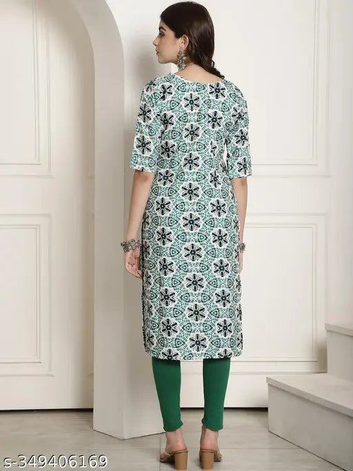 New crepe traditional kurti, three-quarter sleeve, printed combo, soft hand wash, India origin