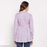 Mauve rayon embroidered top with long sleeves, Indian handcraft
