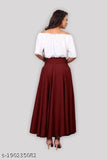 Crepe skirt set with classic trendy top for women, solid color, Indian style, size 28-34