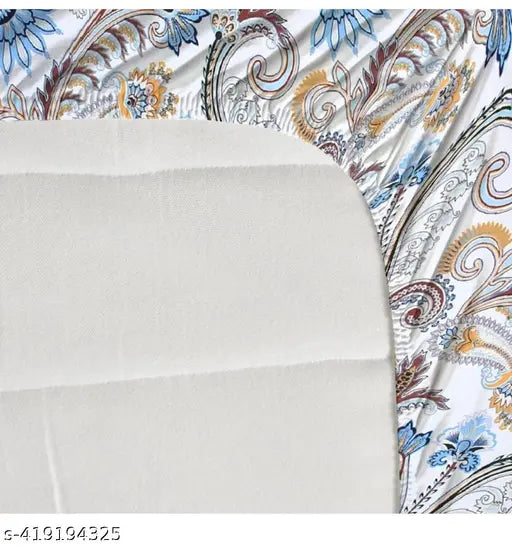 Gorgeous glace cotton botanical double fitted bedsheet & 2 pillow covers (summer/mild winter), India origin
