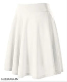 Stretchy Lycra crepe mini skirt, two-layer design for active wear, solid pattern, available in sizes 26-34 (India)