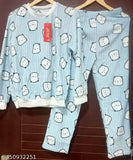 Woolen winter wear night suit with printed net pattern, short-sleeved pyjamas set for men and women