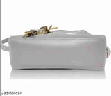 Grey PU sling bag, free size, 2 compartments, solid net pattern, stylish slingbag for women or girls, India origin