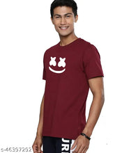 100% cotton maroon marshmallow graphic printed men's T-shirt, great for gym and casual events, made in India