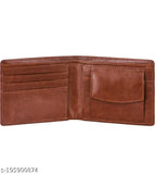 Brown faux leather men's wallet with ultra-strong stitching, 2 secret pockets, and 5 card holders (3 for cards, 1 for coins)