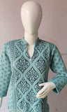 Woolen printed kurta, three-quarter sleeves, very warm and stylish women's kurta from India