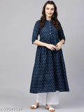 Aishani Fabulous Women's printed cotton kurta set with palazzos, three-quarter sleeves, and no dupatta - Indian ethnic wear for XS, S, M, L, XL, XXL sizes