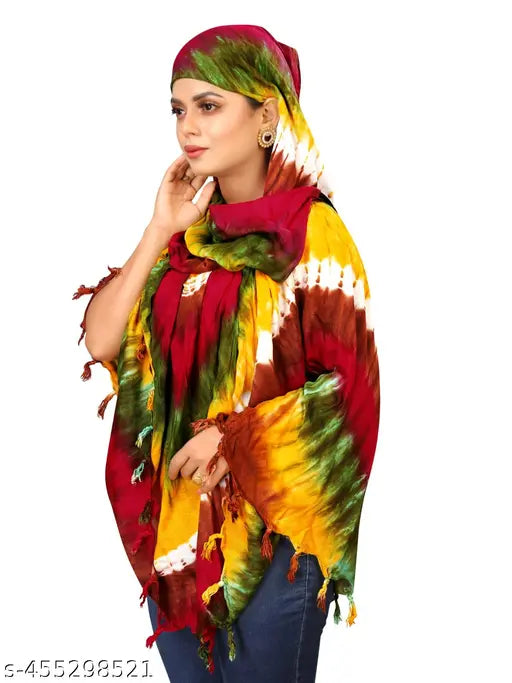 Pure cotton summer scarf, full face cover with bandhani print - skin protection for women & girls