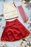 Embroidered art silk lehenga & net dupatta for toddlers, 1-2 years, Indian partywear