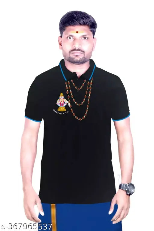 Mens Swami Aiyyappa cotton short-sleeve printed t-shirt, Sami black, India