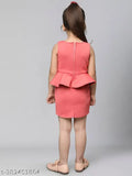 Coral polyester bodycon mini dress for kids, toy balloon design, size range 2-10 years