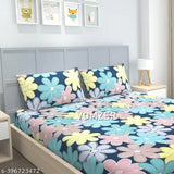 Premium cotton king size fitted bedsheets with 2 pillow covers, double bed with all-around elastic, 72x78 inches, fits up to 4-10 inch mattresses, floral print, superfine quality