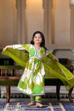 Girls rayon printed kurta suit set, A-line top with dupatta and harem pants, 9-10 years size, Indian fashion