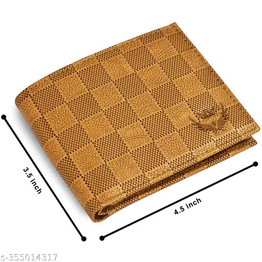 Baige faux leather bi-fold wallet for men, featuring 6 card slots and 2 currency compartments by Lorenz