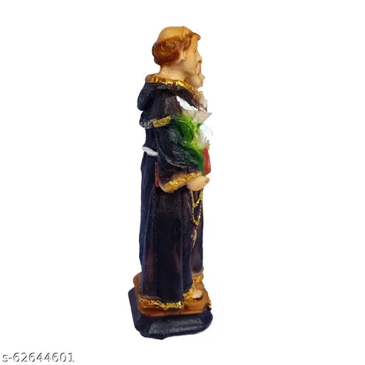 Multicolor poly resin St Antony showpiece idol, Catholic wall decorative figurine for home decor or gift, 15cm tall