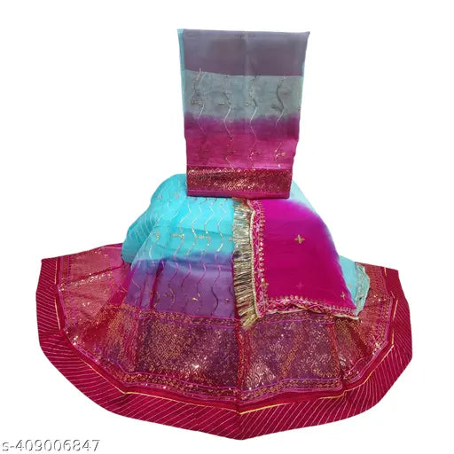 Embroidered Georgette Rajputi Poshak for Women, featuring Aari and stone work, ideal for parties and festive occasions. Made in India