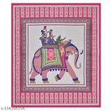 Pink cotton double printed flat bedsheets, Rajasthani design, durable & breathable, perfect for summer, includes 2 pillow covers