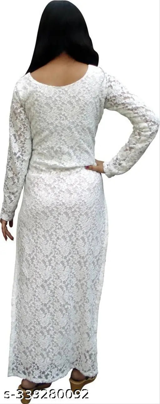 Net embroidered straight kurti in rayon, long sleeves with chikankari pattern, great for parties and college wear