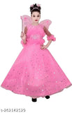 Embellished net dress for girls, three-quarter sleeves, trendy frocks from India (2-3yrs to 9-10yrs)