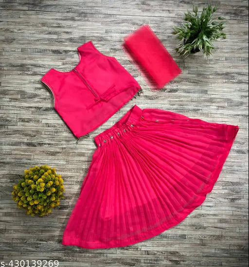 InstaFab Kids Lehenga Choli, traditional ethnic outfit in Georgette fabric, sizes 23 years, sleeveless, embroidered design