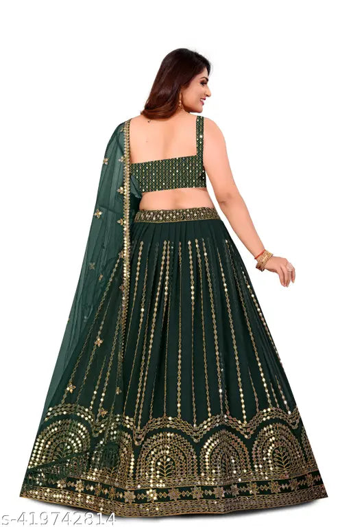 Georgette Lehenga Choli set, intricately embellished with vibrant colors and exquisite craftsmanship. Indian designer wear for special occasions