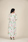 Pure cotton, long length gota lace summer kurti with three-quarter sleeves, printed combo on display