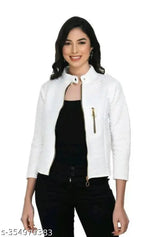 Fleece three-quarter sleeve women's jacket, solid pattern, XL size (bust 42in, length 22in), New York round neck button style, India origin