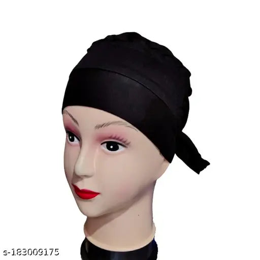 Black cotton canvas under scarf cap 2-pack - perfect hijab base layer for daily wear or special occasions (India)
