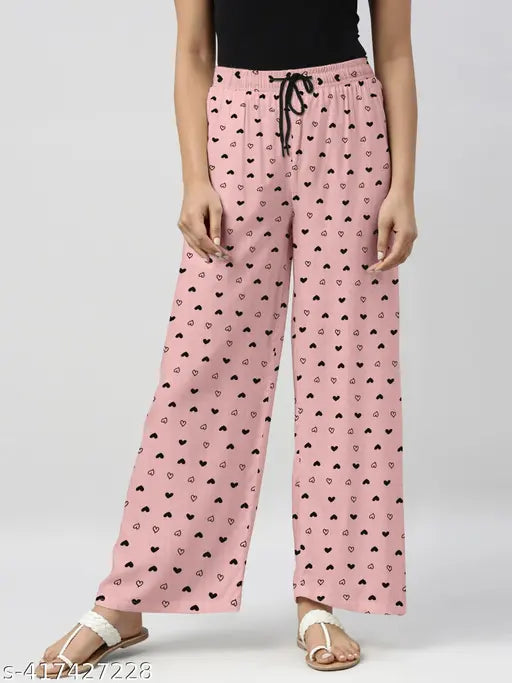 Baby pink cotton pyjamas for women by Payzama, heart print design, above knee length