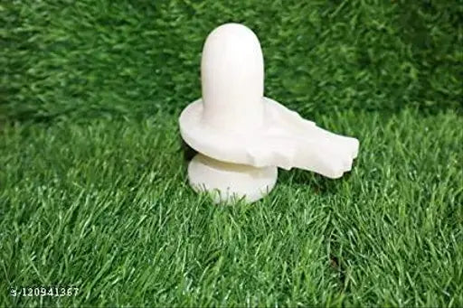 White marble Shivling for Pooja Mandir - 12cmx3cmx8cm, beautiful representation of Lord Shiva in Indian shrines