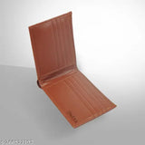 Tan leather men's fashion wallet with 2 compartments, free size (22cm x 18cm)