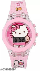 Camouflage silicone Hello Kitty DJ watch with pink dial and stainless steel back, ideal for unisex casual wear