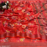 Cotton Lilan Kanjeevaram silk saree with zari woven digital print, free size, India