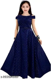 Printed net polyester little angel gown for kids, short sleeves and best gift for your 6-17 years old with sizes ranging from 26in to 34in. Made in India