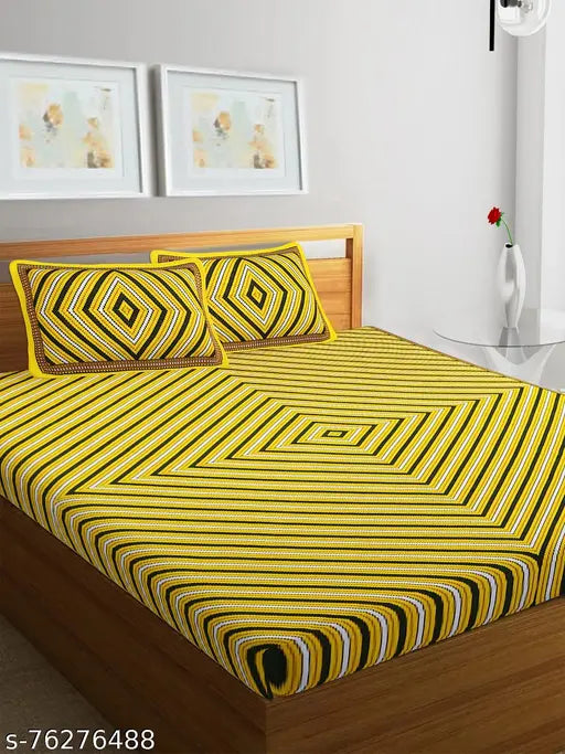 Jaipuri cotton double bed sheets combo pack, 160 thread count, trendy pillow covers set, India origin