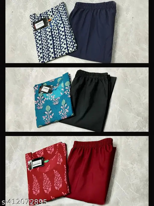 Stylish printed crepe kurta set combo for women (S-XXXL), vibrant Indian fashion for daily wear