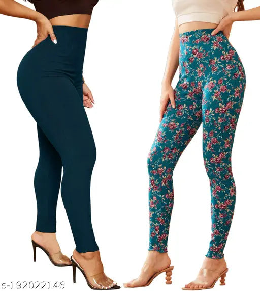 Imported printed lycra leggings for women, high-quality imported gym wear, black lining, sizes from 26 to 36 inches