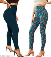 Imported printed lycra leggings for women, high-quality imported gym wear, black lining, sizes from 26 to 36 inches