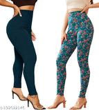 Imported printed lycra leggings for women, high-quality imported gym wear, black lining, sizes from 26 to 36 inches