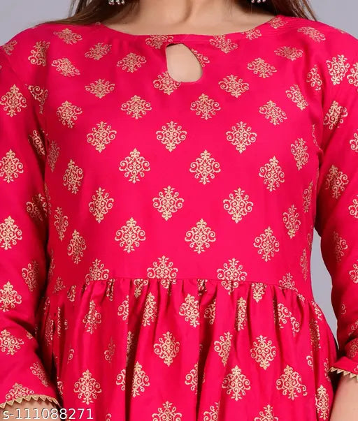 Rayon Emperus Women's Kurta Sharara Suit set, printed net three-quarter sleeve Indian fashion wear