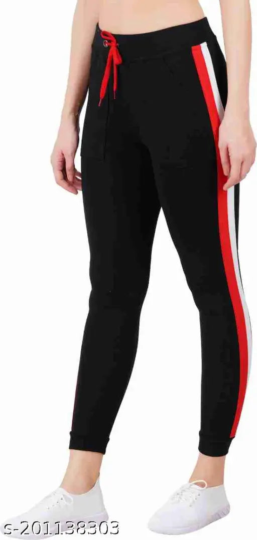Striped cotton blend pocket joggers for girls, soft, comfortable, and stretchable. Ideal for sports and yoga. Available in multiple colors, sizes ranging from 28-32 inches. Made in India