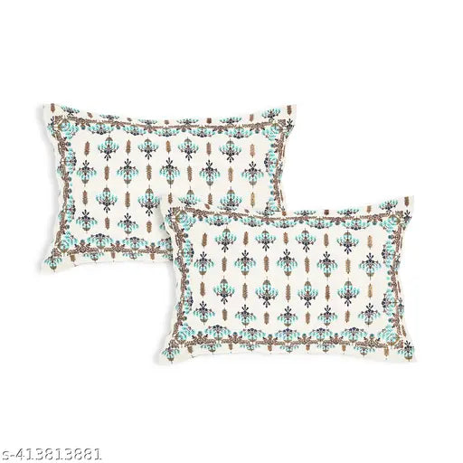 King Size Premium 100% Cotton Jaipuri Print Bedsheet with 2 Pillow Covers - Soft, stylish, and durable, perfect for summer