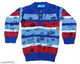 Woolen blue boys' sweaters (5-12 years), self-design, long sleeves