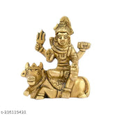 Brass Lord Shiva sitting on Nandi decorative showpiece, antique finish, Indian origin