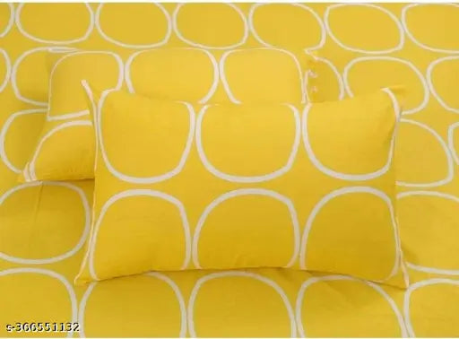 Glace Cotton geometric pattern, king size elastic-fitted bedsheet with two pillow covers, ideal for summer use on adult beds